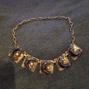 Crescent Moons and Rhinestone Choker / Necklace